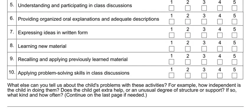 Filling in segment 4 of teacher questionnaire printable