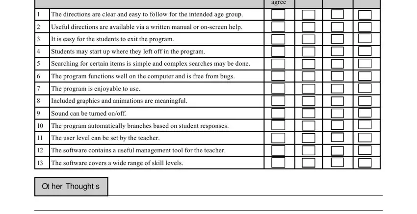 Writing section 2 of educational software evaluation forms