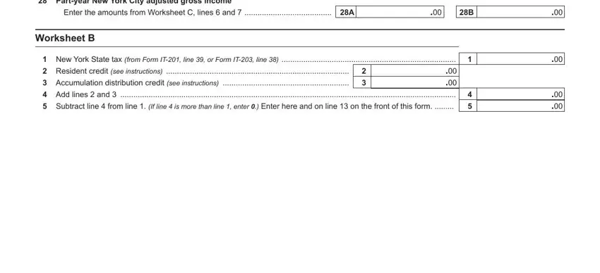 Subtract line  from line  If line, New York State tax from Form IT, and Partyear New York City adjusted inside It 215 Form