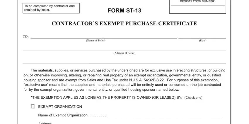 How to fill in form contractor exempt part 1