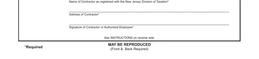 See INSTRUCTIONS on reverse side, Address of Contractor, and Front  Back Required in form contractor exempt