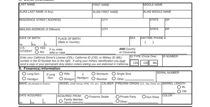 Stage no. 1 for completing Form Fd 4542A