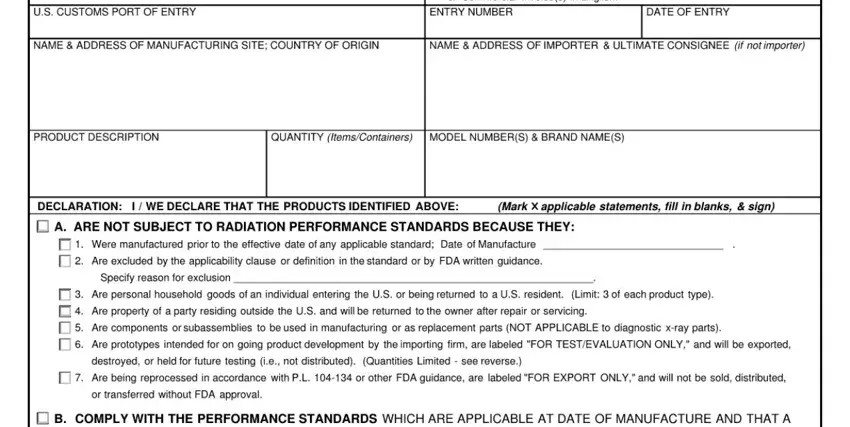 Completing section 1 of declaration for imported electronic products form