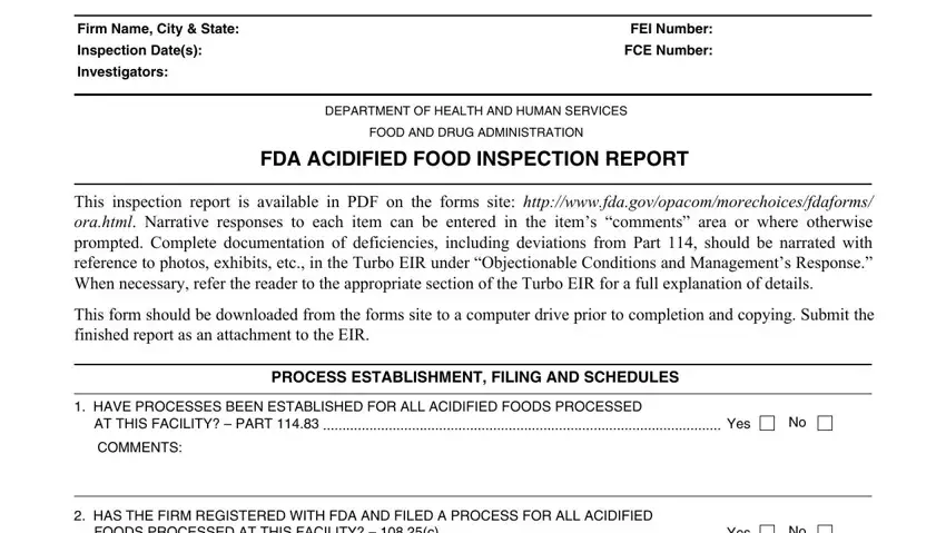 The way to complete Form Fda 3511 2 part 1