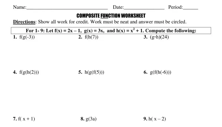 Stage no. 1 for submitting composition of function worksheet answers