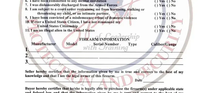 Filling out section 2 of gun bill of sale ga