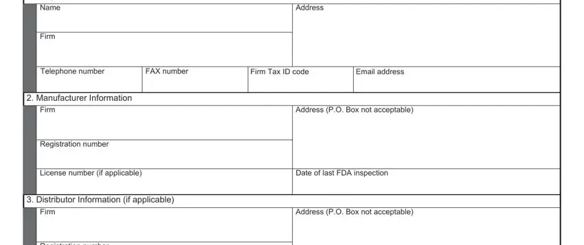 Filling in part 1 of form fda 3613