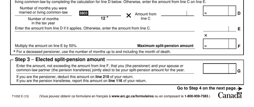 cra tax form t1032 writing process shown (part 2)