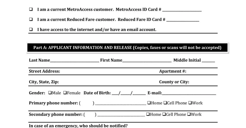 Apartment, I am a current MetroAccess, and Primary phone number inside Washington