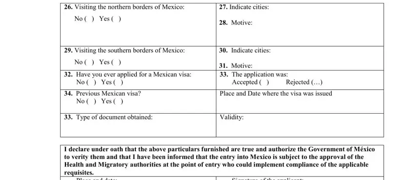 Filling in section 3 of mexico application form
