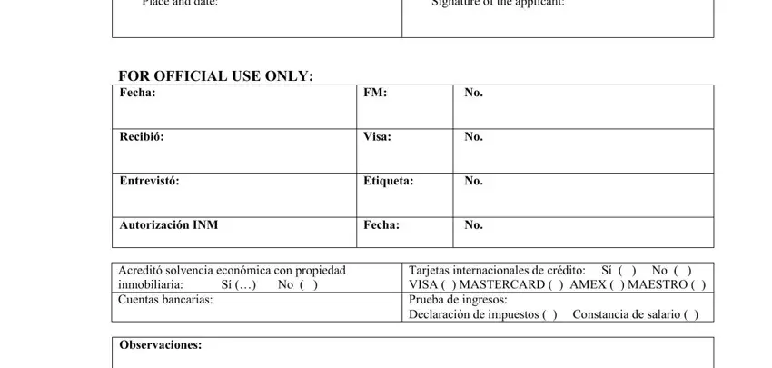 Step no. 4 for filling in mexico application form