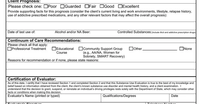 Part number 4 in filling out form sos 258