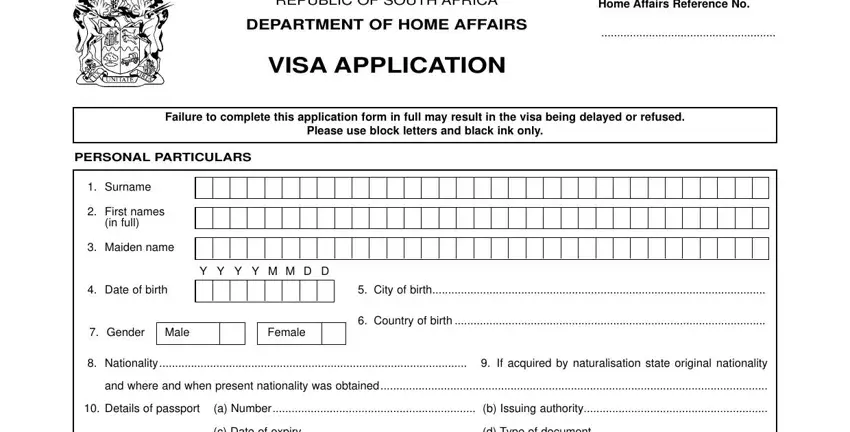 The best ways to fill in sample of south africa visa application form portion 1
