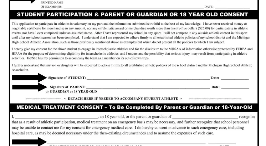 Signature of PARENT  Date, MEDICAL TREATMENT CONSENT  To Be, and I  an  yearold or the parent or of mhsaa medical online