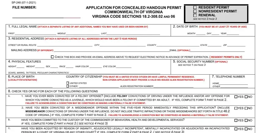 A way to complete virginia concealed carry permit renewal form part 1