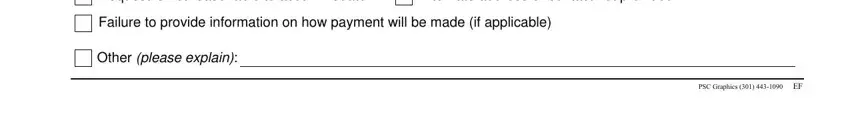 Request is not reasonable to, Alternate address or contact not, and Failure to provide information on in IHS