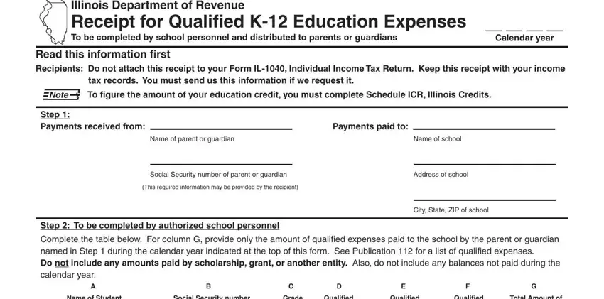 How you can fill out k 12 education expense credit illinois step 1