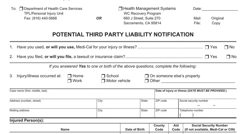 Part # 1 of filling in dhcs 6168 form