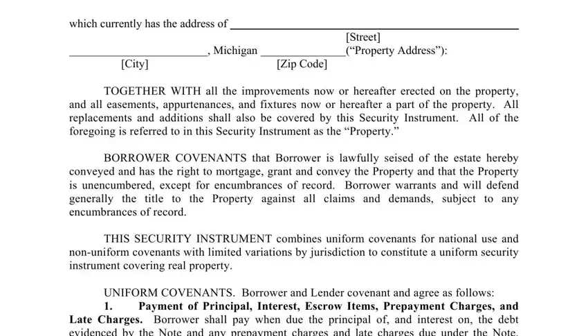 UNIFORM COVENANTS Borrower and, THIS SECURITY INSTRUMENT combines, and Street cidProperty Addresscid in Michigan Form 3023