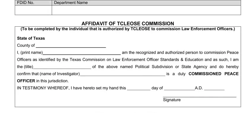 Stage no. 1 for completing Form Tcfp 004 R2