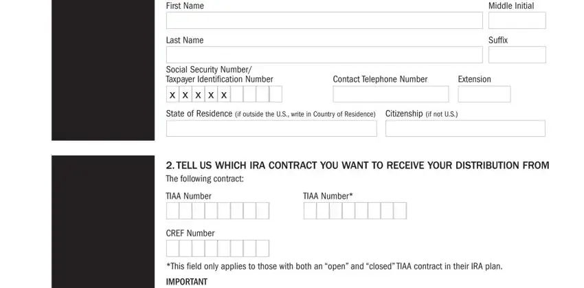 Step number 1 of filling out Form Tiaa Cref F11254