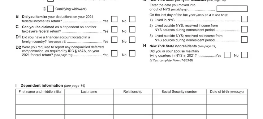 Completing part 2 of Ny It 203 Form