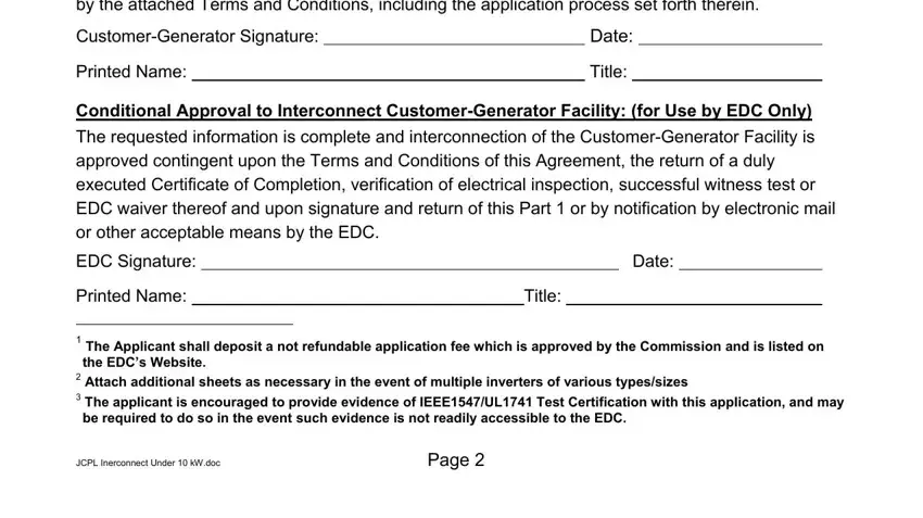 The Applicant shall deposit a not, EDC Signature, and Date inside jcp interconnection forms
