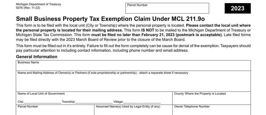 Part # 1 for filling out Michigan Form Exemption