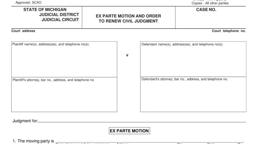 How to fill out michigan ex parte portion 1