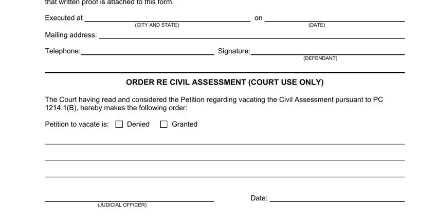 Superior Court of California CIVIL, The Court having read and, and Mailing address Telephone DEFENDANT in tn civil assessment form