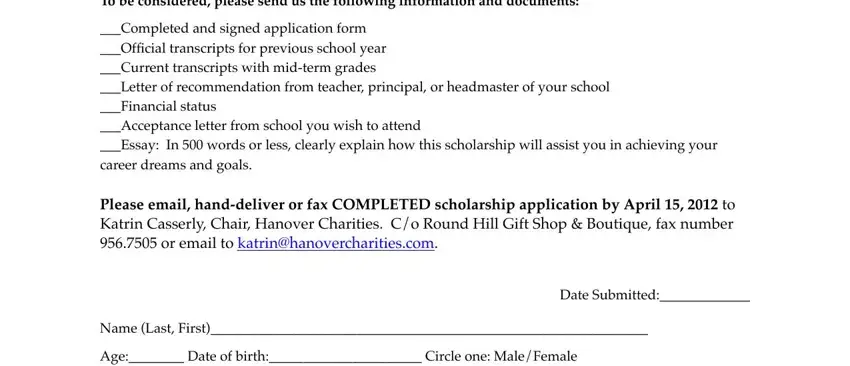 hanover charities scholarship application 2021 completion process shown (part 1)