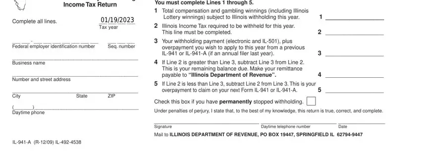 Filling out segment 1 of 941 filing