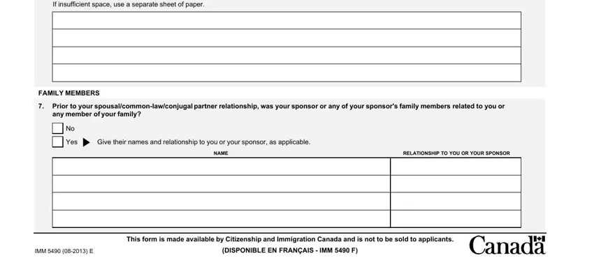 Step no. 2 of submitting sponserd spouse partner quesionnarie imm 5490 2016