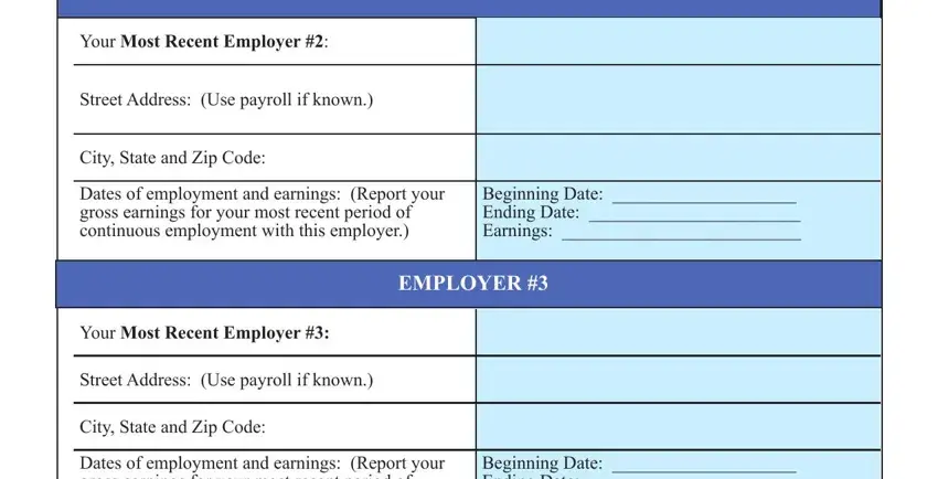 Your Most Recent Employer, EMPLOYER, and Street Address Use payroll if known in unemployment form uia
