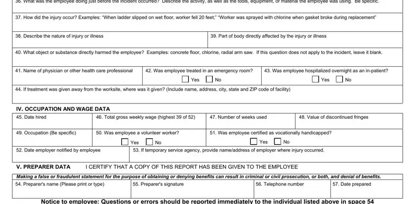 Filling out part 2 of michigan workers compensation forms