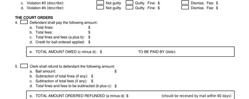 Clerk shall refund to defendant, Defendant shall pay the following, and TOTAL AMOUNT ORDERED REFUNDED a of tr215 form