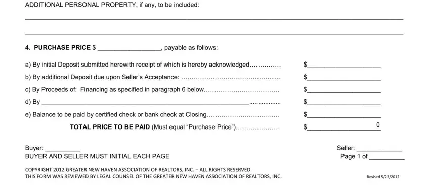 Filling in segment 2 in ct offer to purchase form