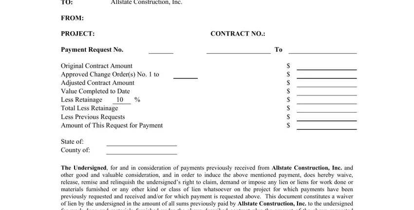 Filling out section 1 of construction monthly payment request forms template