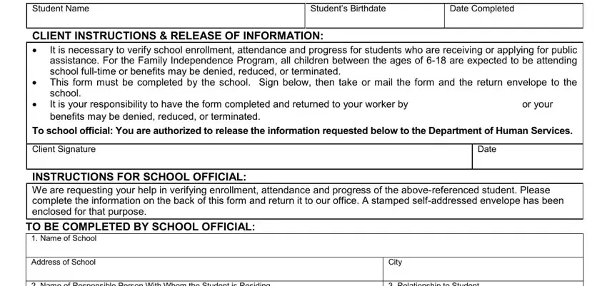 or your, To school official You are, and Student Name inside michigan verification form online