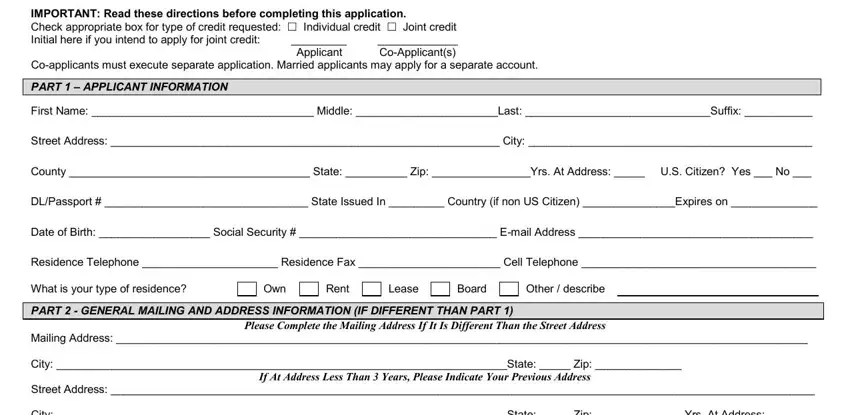 A way to prepare consumer credit application form step 1