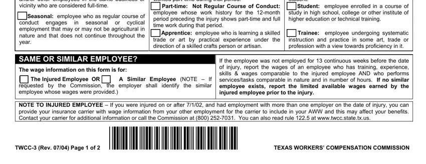 Form Twcc 3 completion process explained (stage 3)