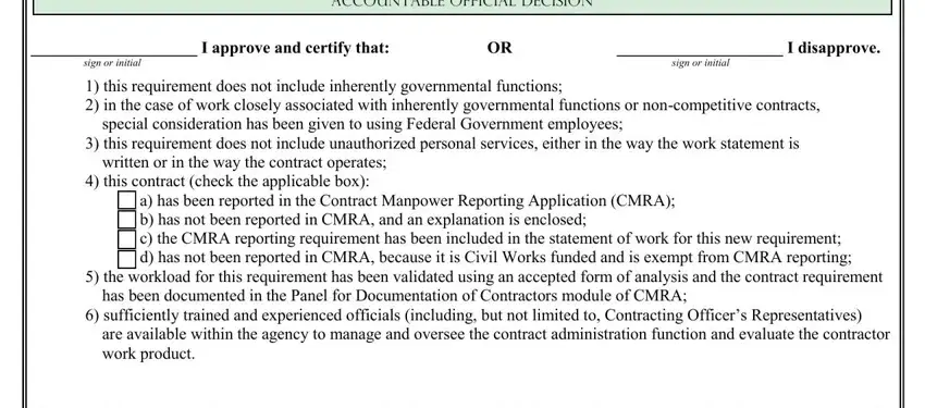 Accountable Official Decision, a has been reported in the, and Worksheets prepared by in request for service contract approval