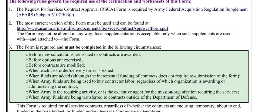 Tips on how to complete request for service contract approval portion 4