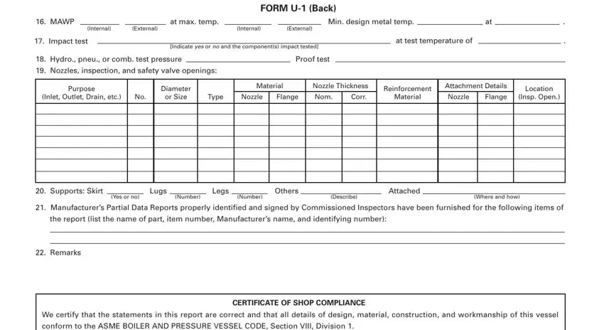 Internal, Proof test, and Indicate yes or no and the in exchangers