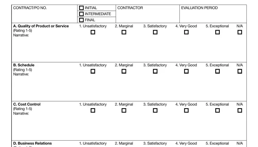 Part # 1 for filling in template contractor evaluation form