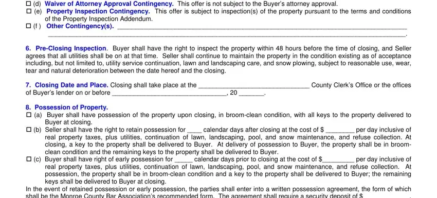 cid d Waiver of Attorney Approval, In the event of retained, and cid e Property Inspection inside purchase and sale contract for residential property new york