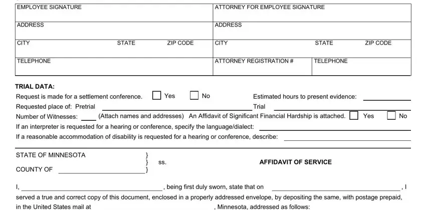 EMPLOYEE SIGNATURE, ADDRESS, and ZIP CODE inside mn dept of labor