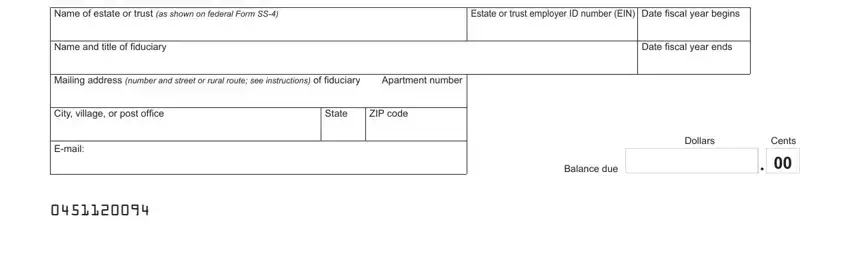 Filling out segment 1 of Form It 205 V