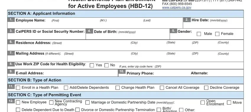 Part number 1 of filling out hbd 12 form calpers