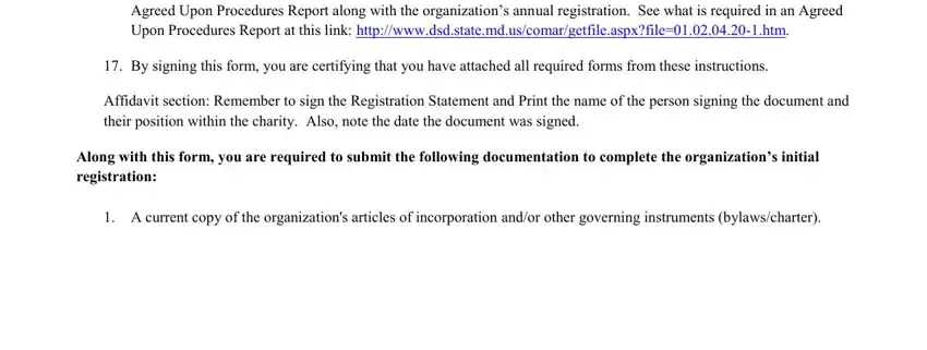 Step no. 1 of filling out cor 92 registration statement charitable organizations